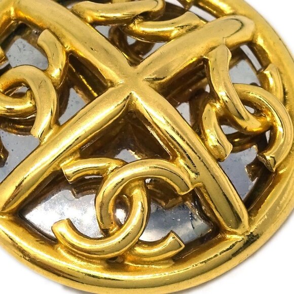 Chanel Button Earrings Clip-On Gold 2940/93P - Picture 2 of 4